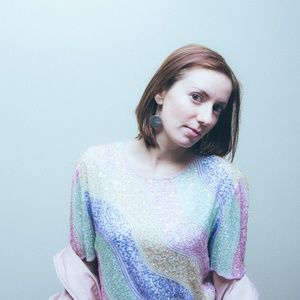 Pastel Fully-Beaded Blouse - Size 4 (Vintage)